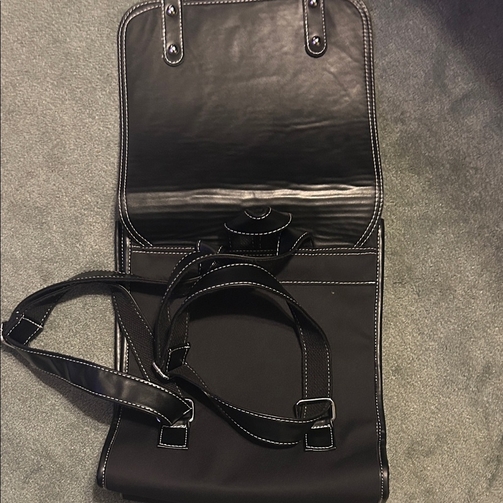 Black Leather Men's Backpack - Picture 5 of 8
